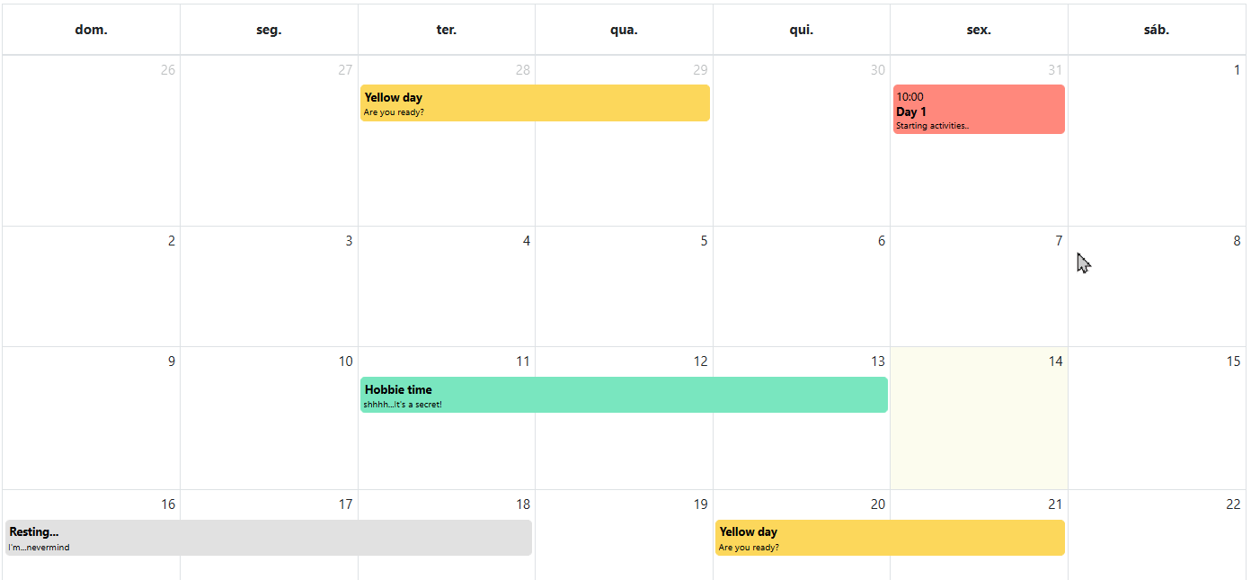 Example of Drag & Drop on calendar events