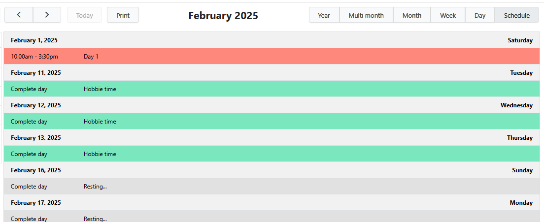 Example of agenda initialization