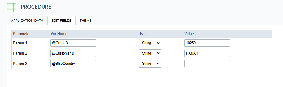 List of fields in the grid creation process