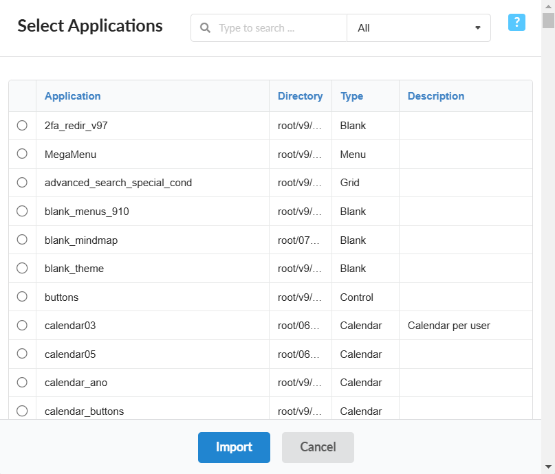 Application Import Interface.