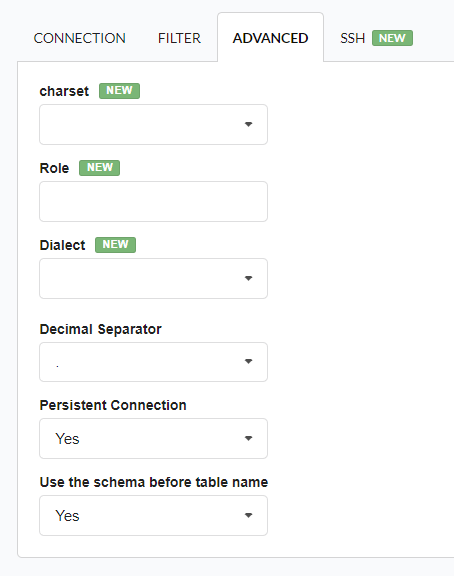 Advanced database connection configuration