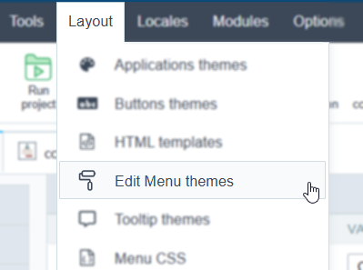 Access to the theme editor in Scriptcase's menu