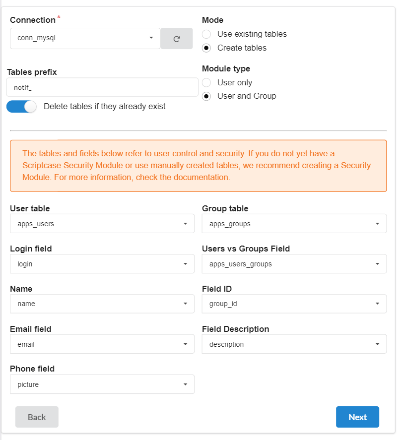 Configuring connection