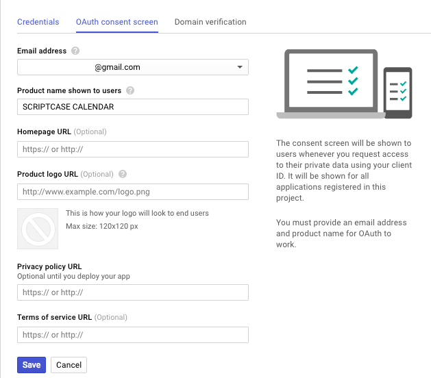 Google Calendar API Settings