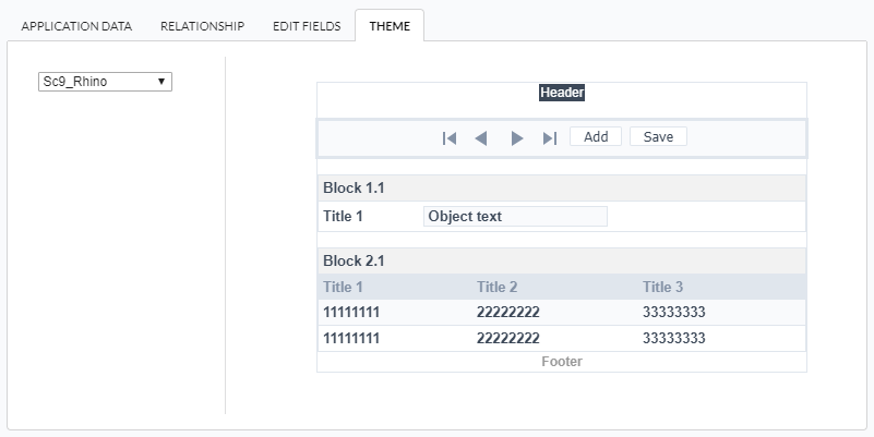 Definição do esquema das aplicações