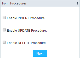 Form Stored Procedures Interface.