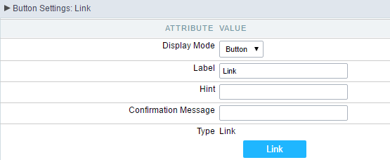 Setting up the Button Display mode for the link button.