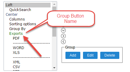 Positioning the buttons of the button group