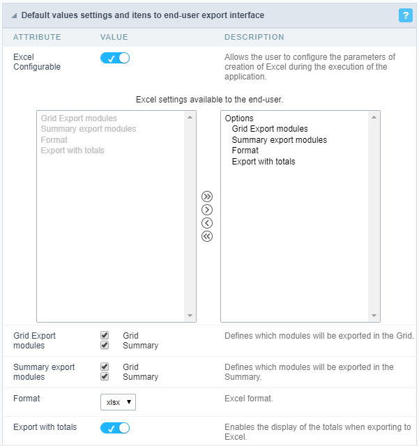 Grid XLS Export Configuration