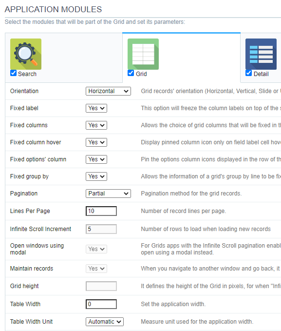 Grid Settings