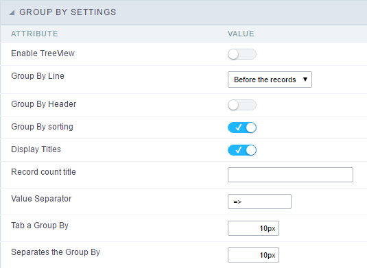 Group By interface Configuration