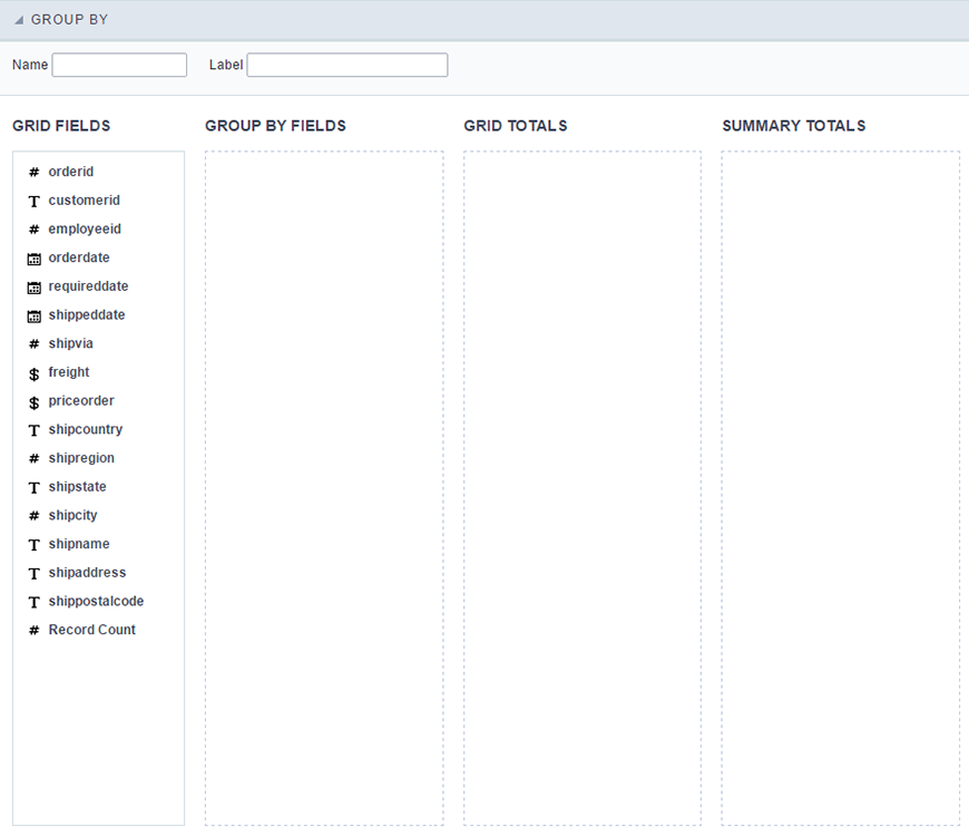 Interface to create the static group by.