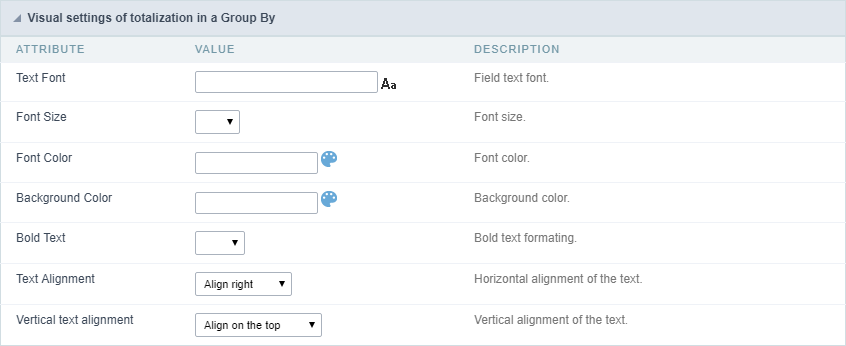 Formatting the totals label in the summary