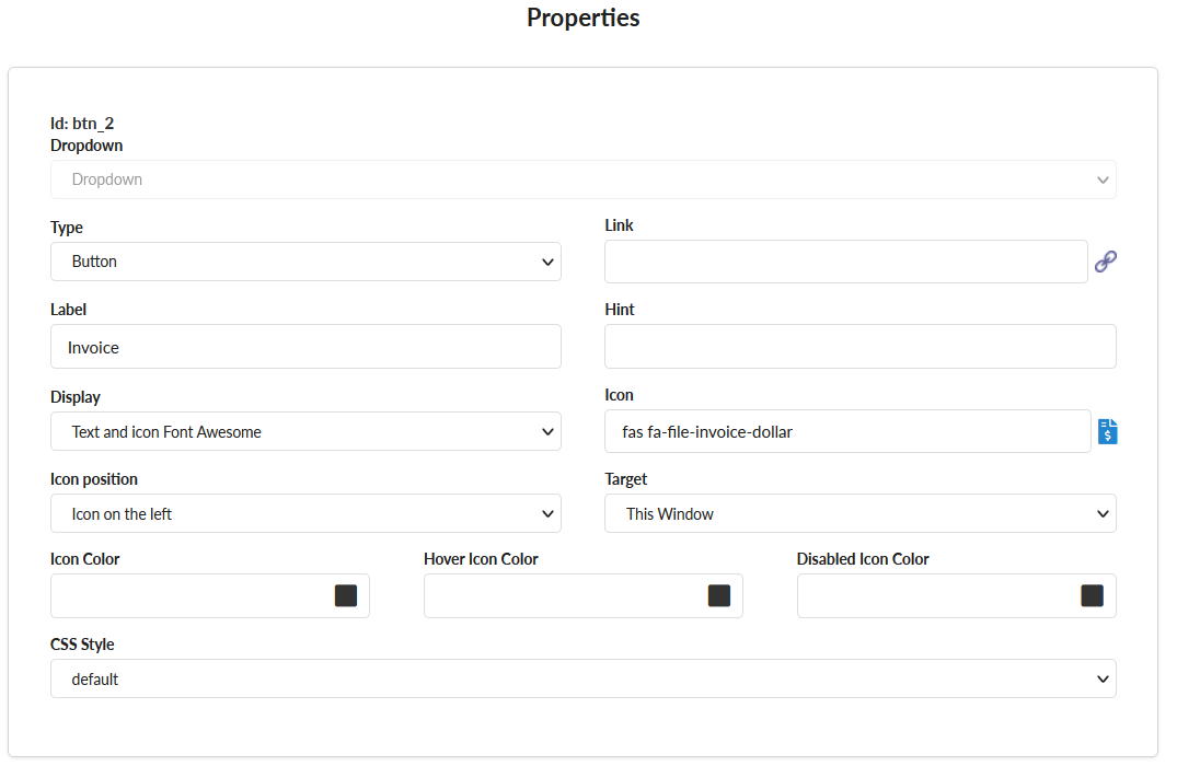 Menu settings interface.