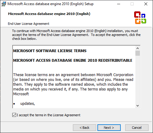 Installing the Access Database Engine.