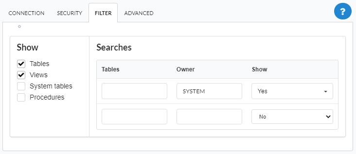 Filtering the Database connection