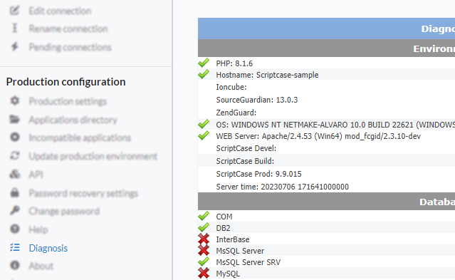 Web server configuration information