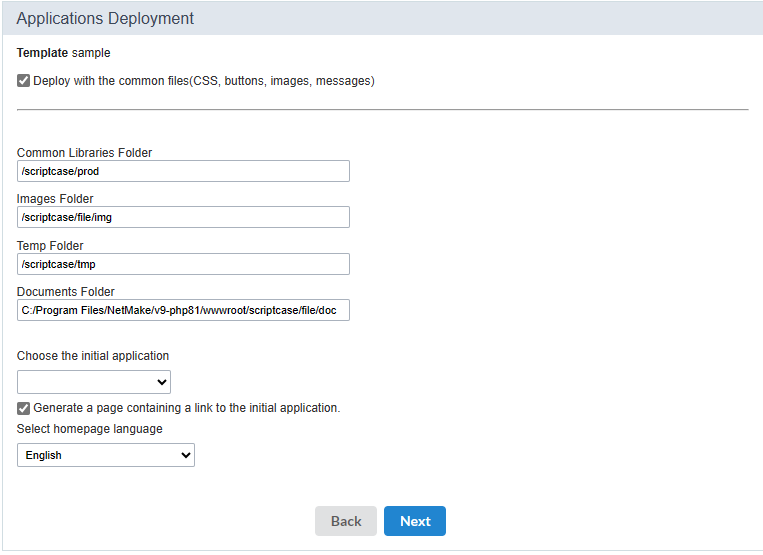 Setting the advanced deploy