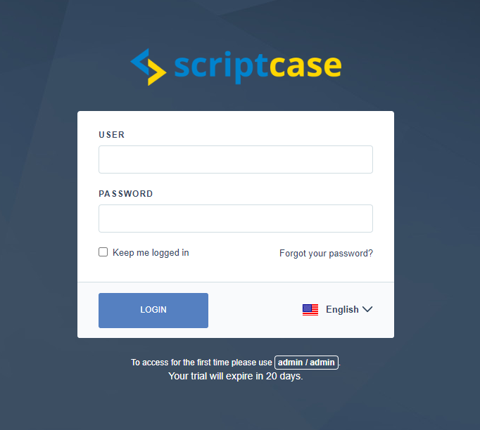 Scriptcase Login screen