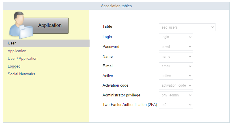 Table association screen