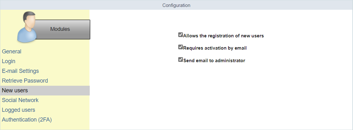 Security Module General Configuration Screen