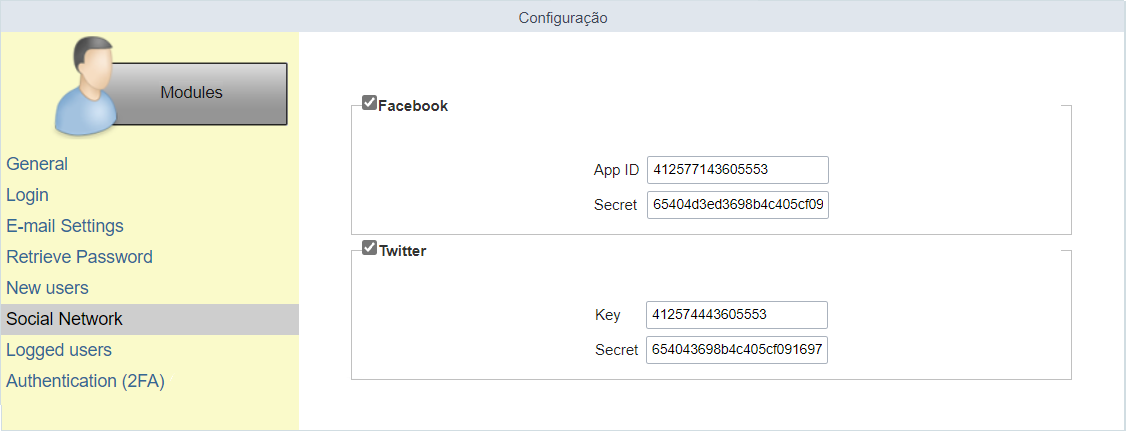 Security Module General Configuration Screen