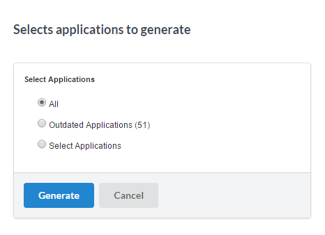 Selecting the applications for the source code generated