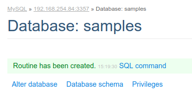 Log of command executed in procedure creation