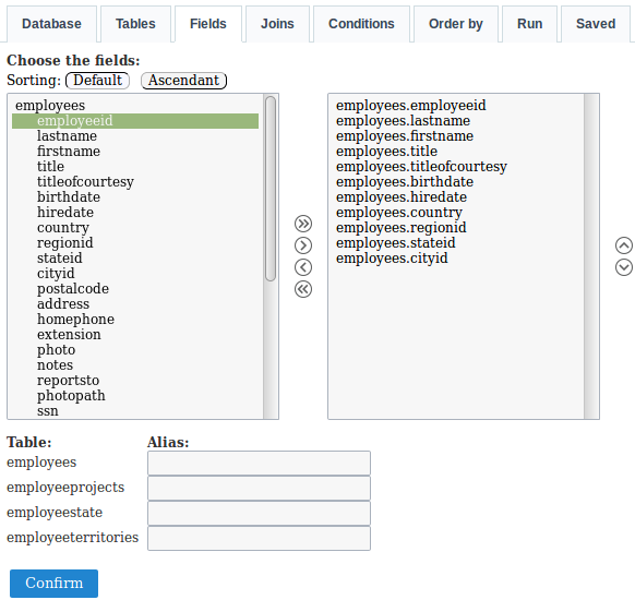 Field list can alias creation