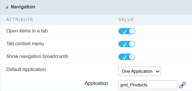 Menu Navigation Configuration Interface.