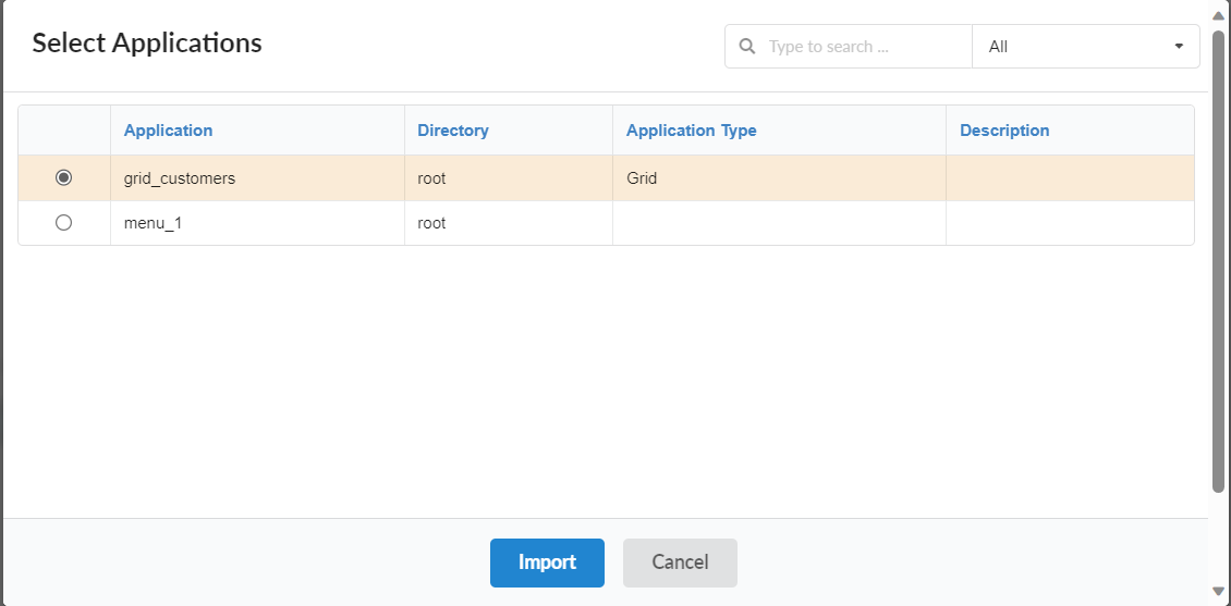 Application Import Interface.