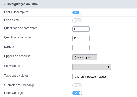 Text Auto-Complete Field Behavior Interface of the Search Configuration.