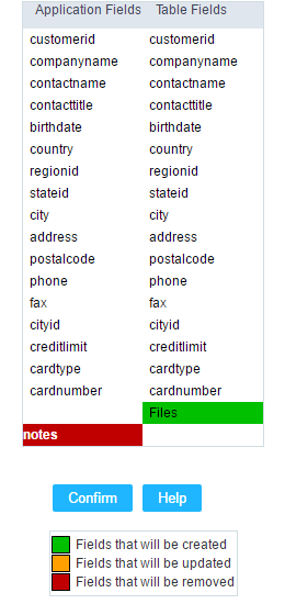 Table synchronization interface.