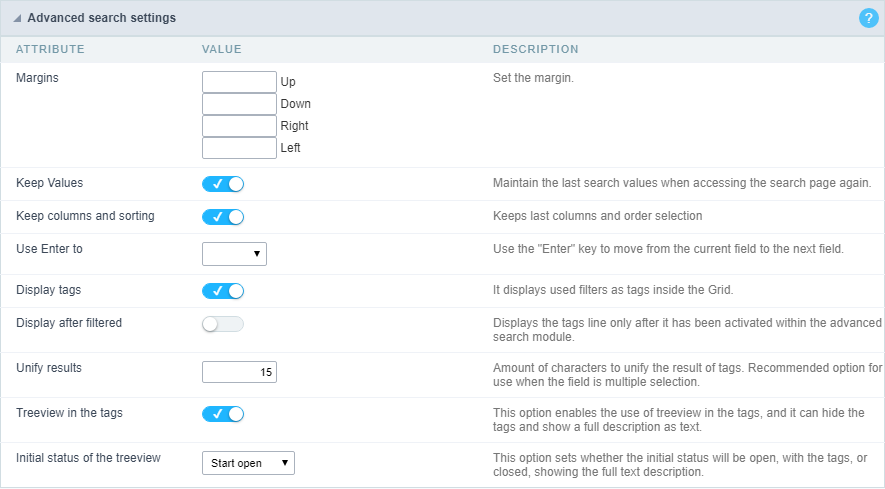 Advanced Filter Configuration Interface