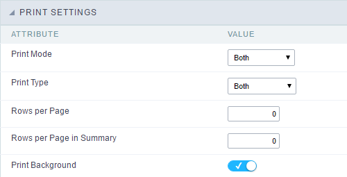 Print export settings