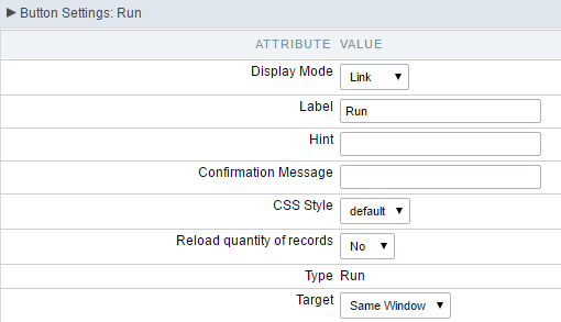 Grid's Run Button settings - Link type