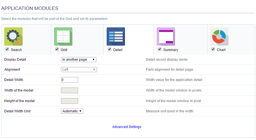 Grid Detail settings