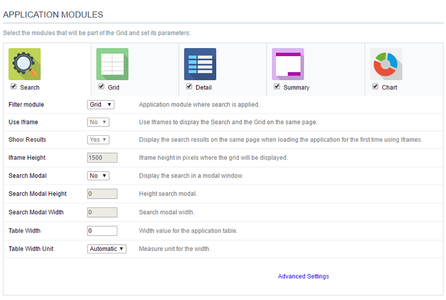 Grid Filter Settings