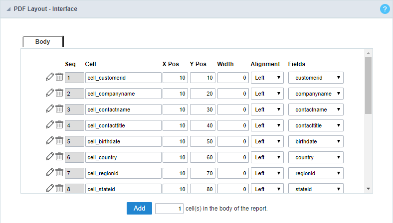 PDF interface settings.