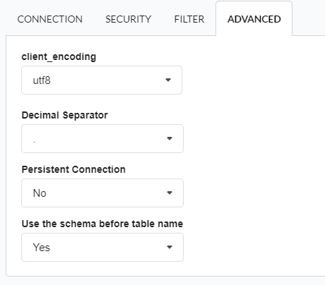 Advanced database connection configuration 