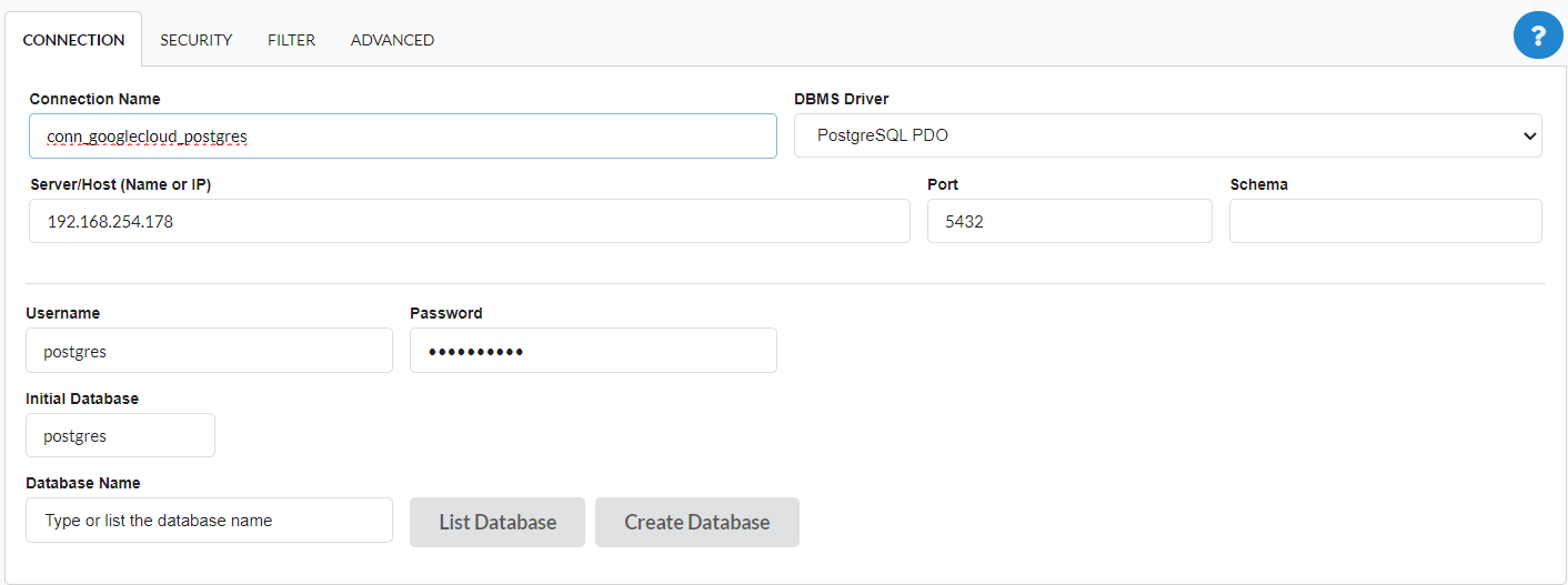 Connecting to the database