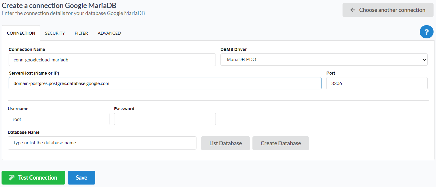 Connecting to the database