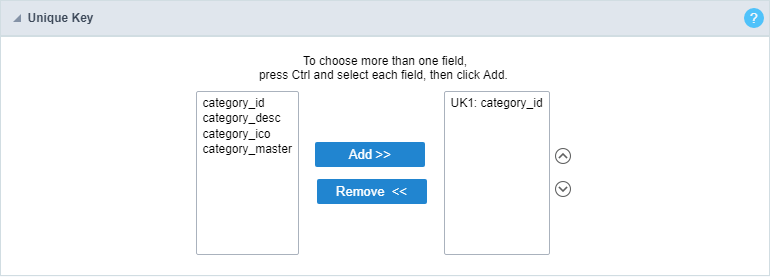 Unique key configuration Interface.